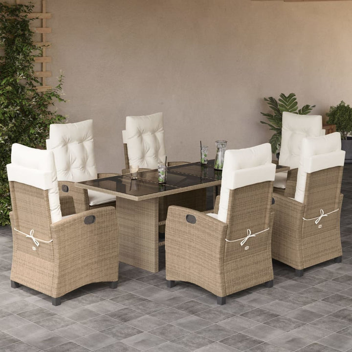 Set Mobilier De Grădină Cu Perne, 7 Piese, Maro, Poliratan
