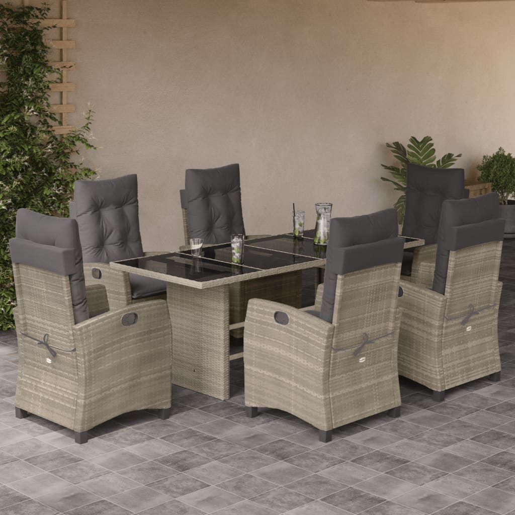 Set Mobilier De Grădină Cu Perne, 7 Piese, Maro, Poliratan