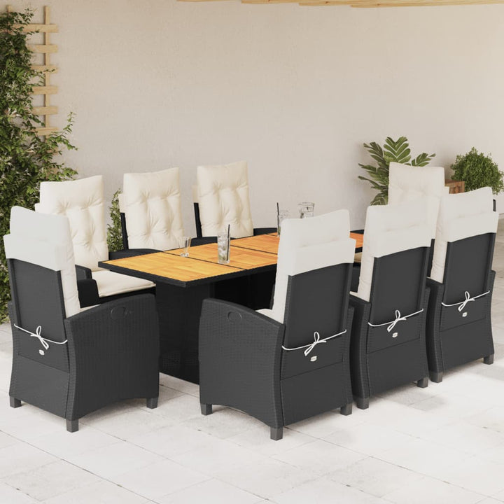Set De Masă Pentru Grădină, 9 Piese, Cu Perne, Bej, Poliratan