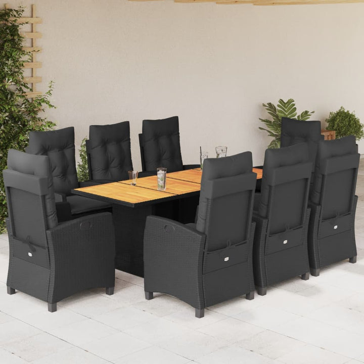 Set De Masă Pentru Grădină, 9 Piese, Cu Perne, Bej, Poliratan