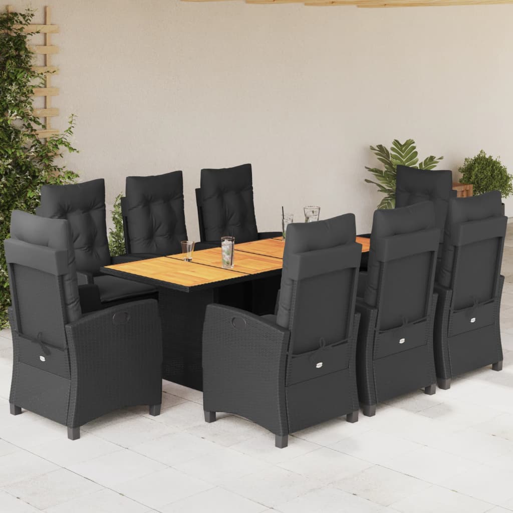 Set De Masă Pentru Grădină, 9 Piese, Cu Perne, Bej, Poliratan