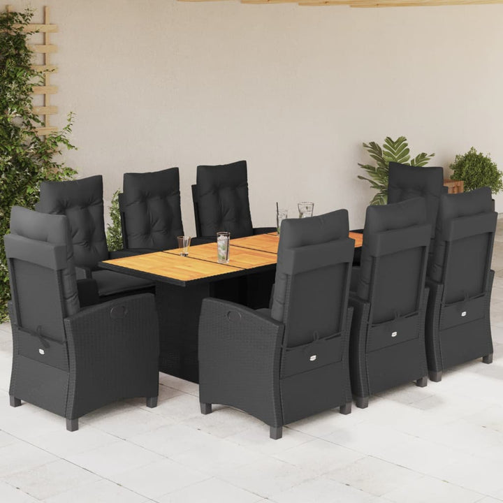 Set De Masă Pentru Grădină, 9 Piese, Cu Perne, Bej, Poliratan