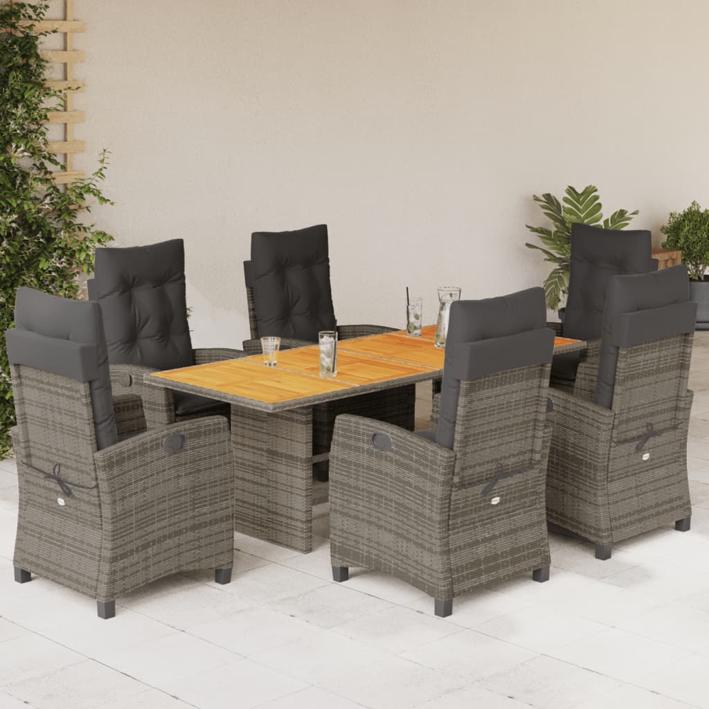 Set De Masă Pentru Grădină, 9 Piese, Cu Perne, Bej, Poliratan