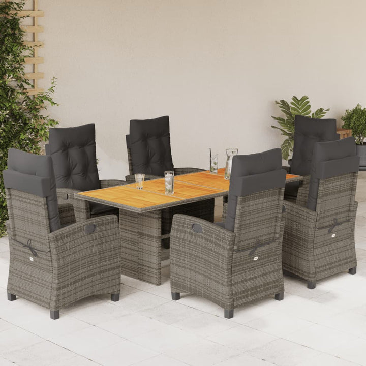 Set De Masă Pentru Grădină, 9 Piese, Cu Perne, Bej, Poliratan