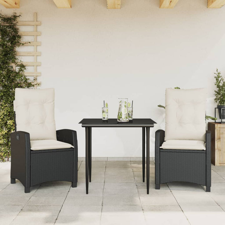 Set Mobilier De Grădină Cu Perne, 5 Piese, Negru, Poliratan