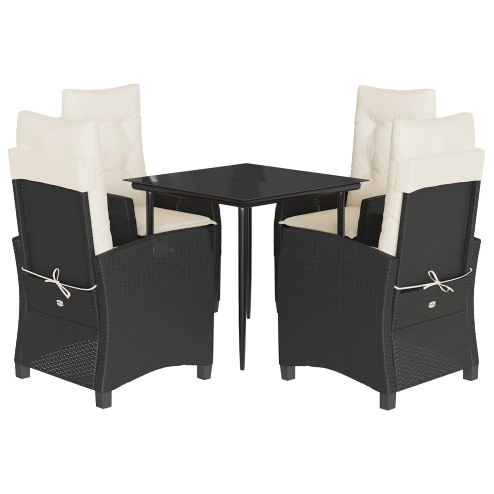 Set Mobilier De Grădină Cu Perne, 5 Piese, Negru, Poliratan