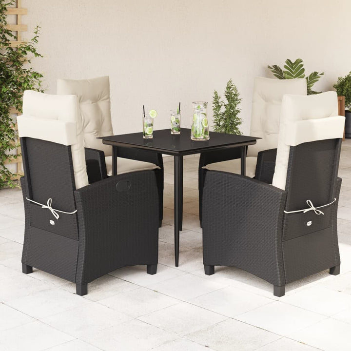 Set Mobilier De Grădină Cu Perne, 5 Piese, Negru, Poliratan