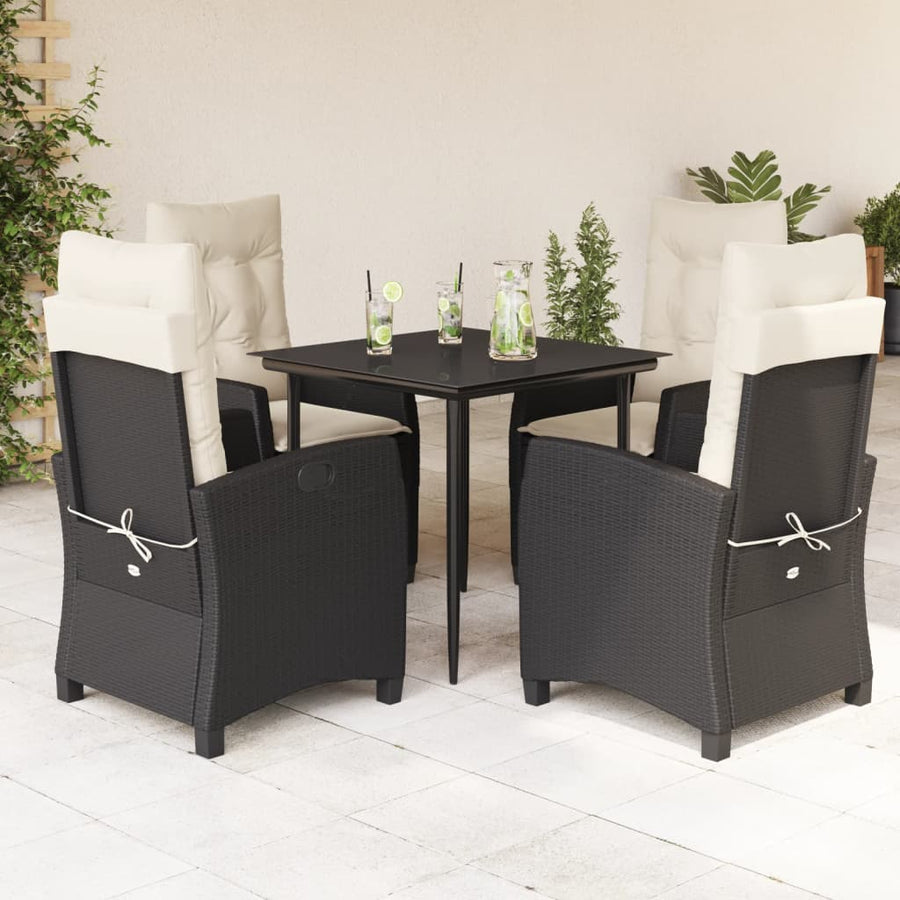 Set Mobilier De Grădină Cu Perne, 5 Piese, Negru, Poliratan