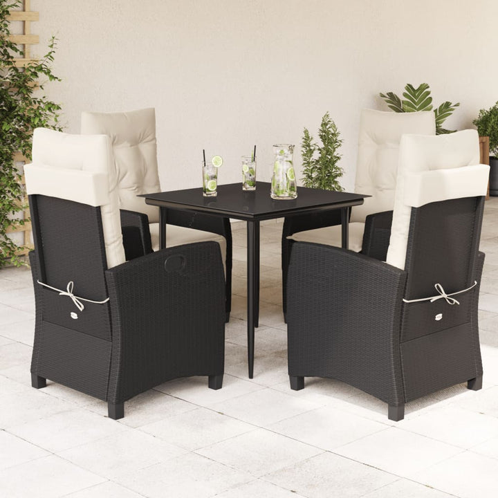Set Mobilier De Grădină Cu Perne, 5 Piese, Negru, Poliratan