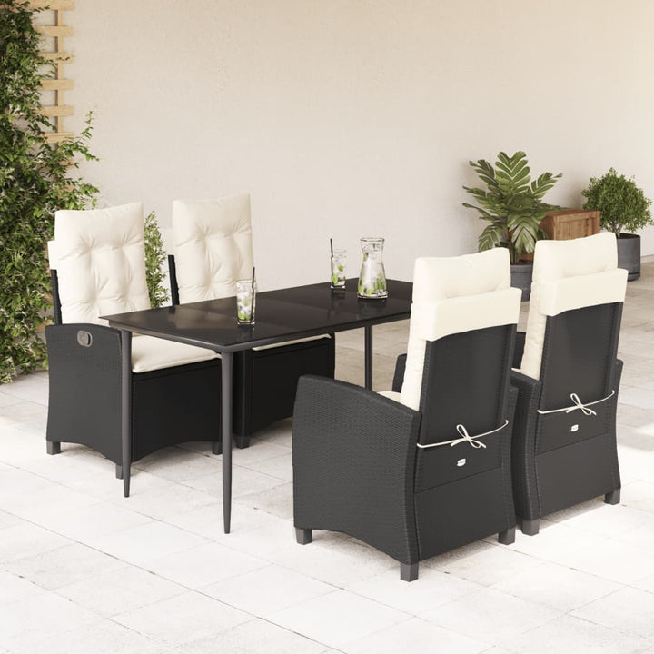 Set Mobilier De Grădină Cu Perne, 5 Piese, Negru, Poliratan