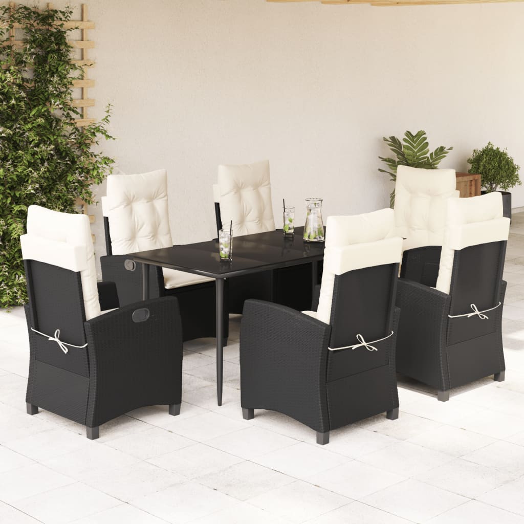 Set Mobilier De Grădină Cu Perne, 5 Piese, Negru, Poliratan