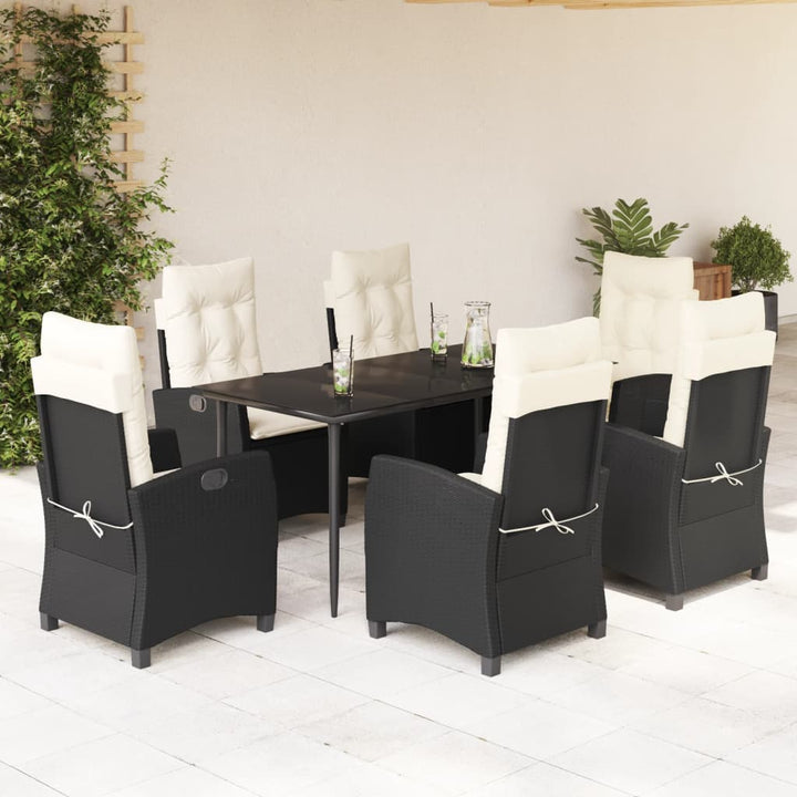 Set Mobilier De Grădină Cu Perne, 5 Piese, Negru, Poliratan