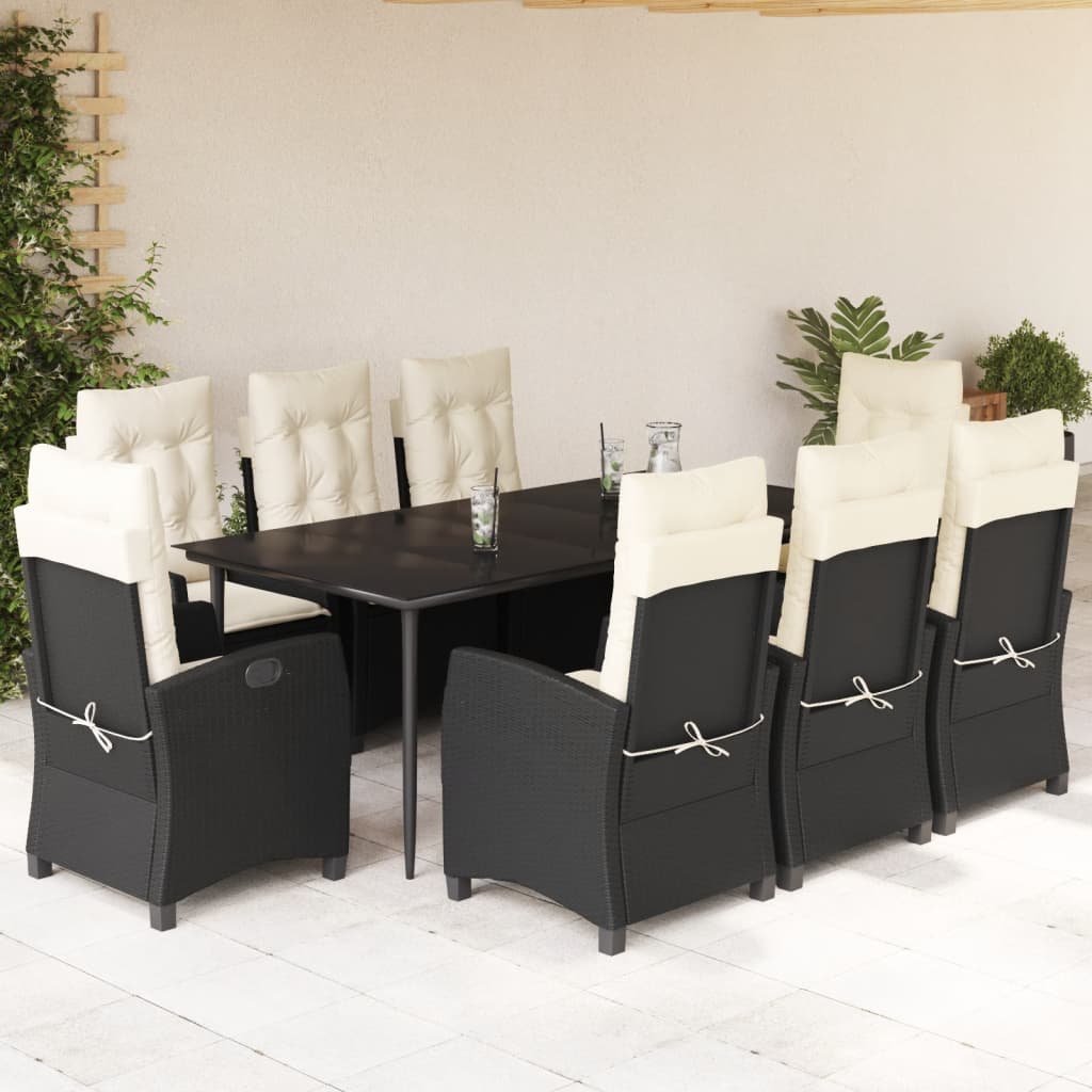Set Mobilier De Grădină Cu Perne, 5 Piese, Negru, Poliratan