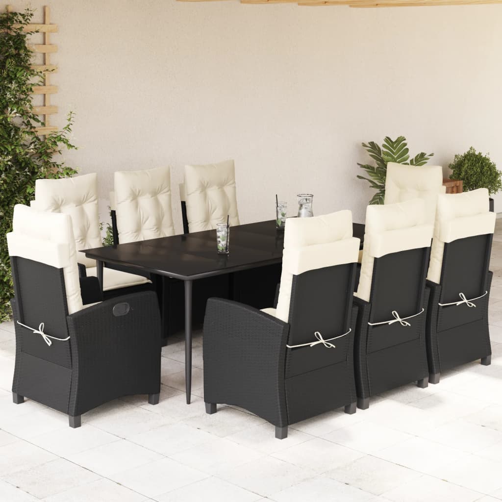 Set Mobilier De Grădină Cu Perne, 5 Piese, Negru, Poliratan