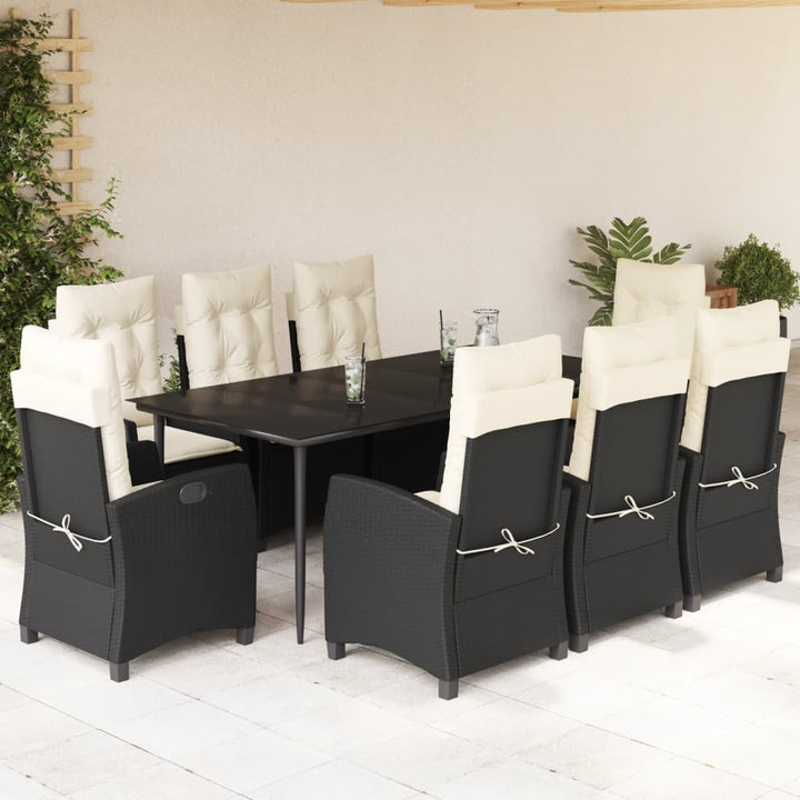 Set Mobilier De Grădină Cu Perne, 5 Piese, Negru, Poliratan