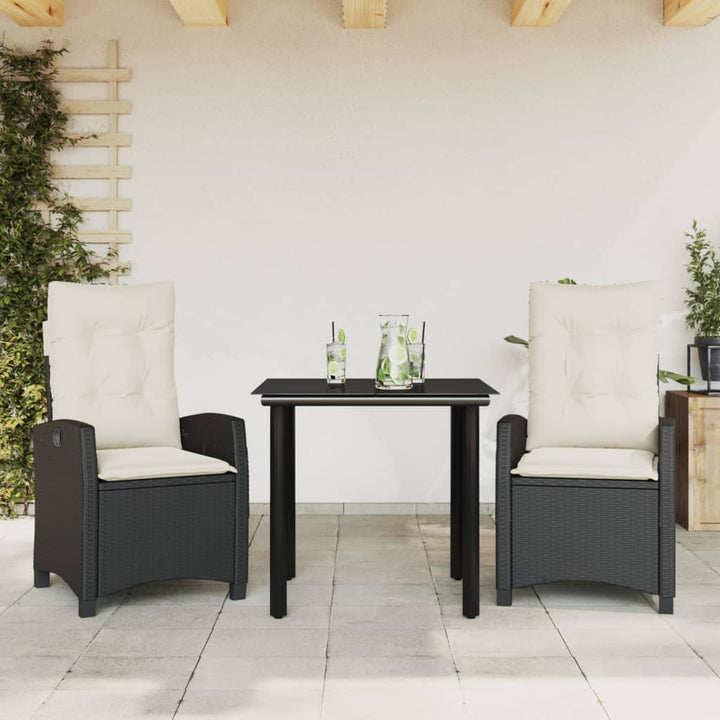 Set Mobilier De Grădină Cu Perne, 7 Piese, Negru, Poliratan