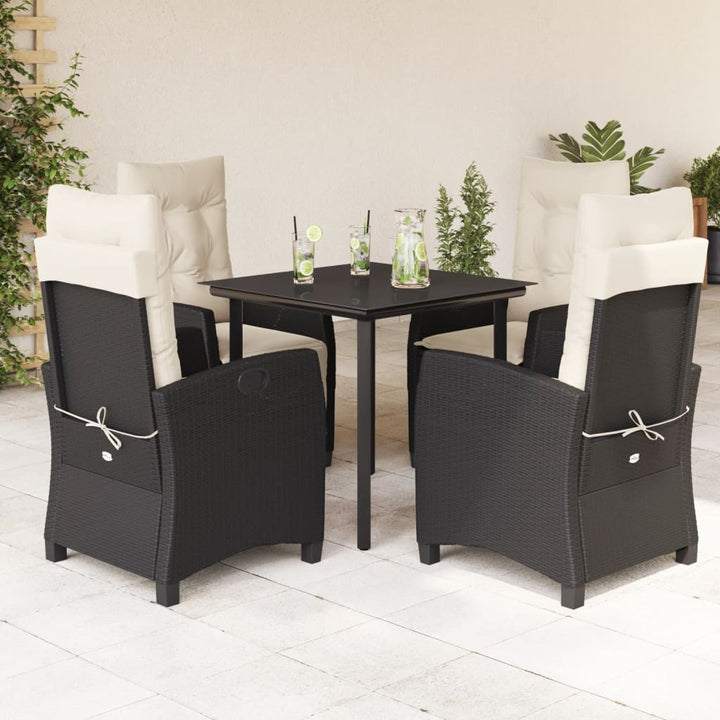 Set Mobilier De Grădină Cu Perne, 7 Piese, Negru, Poliratan