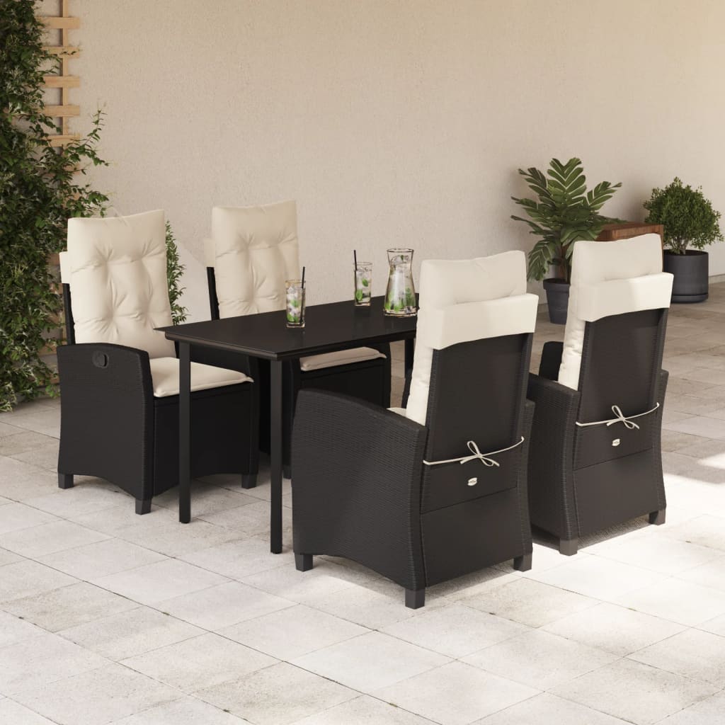Set Mobilier De Grădină Cu Perne, 7 Piese, Negru, Poliratan