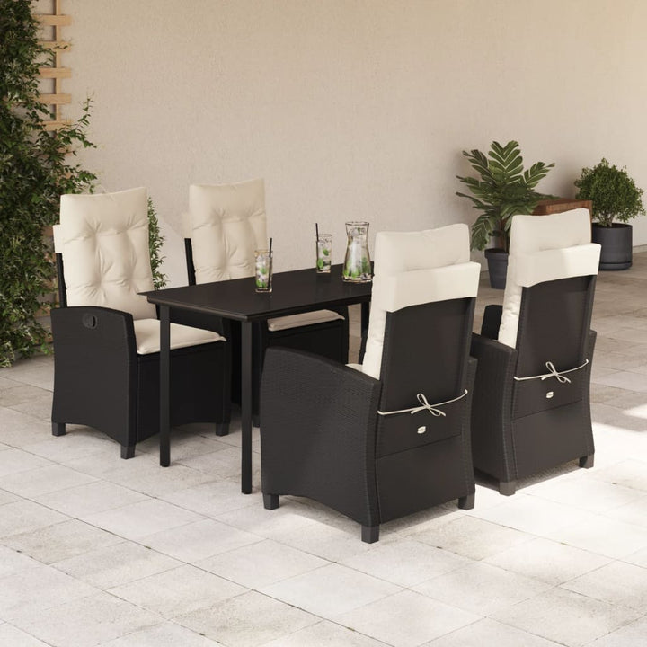 Set Mobilier De Grădină Cu Perne, 7 Piese, Negru, Poliratan
