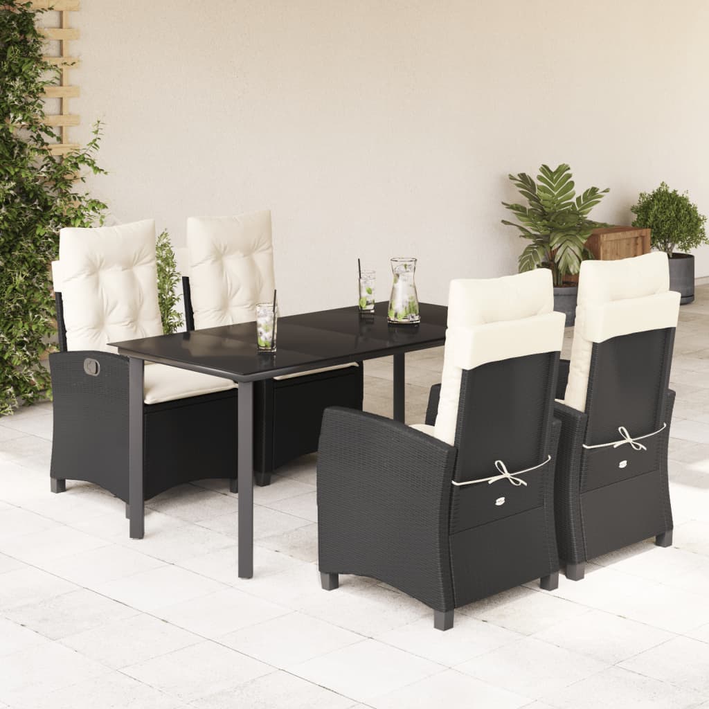 Set Mobilier De Grădină Cu Perne, 7 Piese, Negru, Poliratan