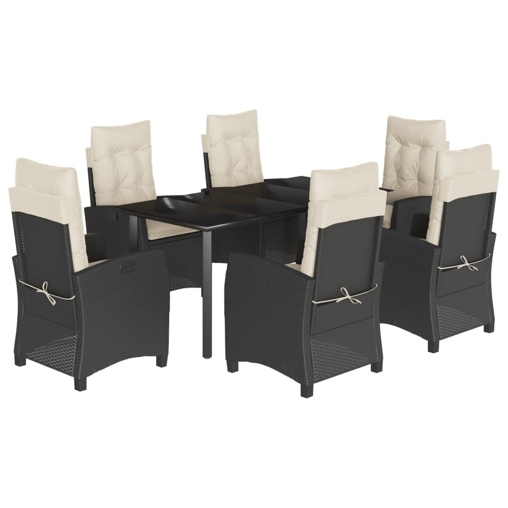 Set Mobilier De Grădină Cu Perne, 7 Piese, Negru, Poliratan