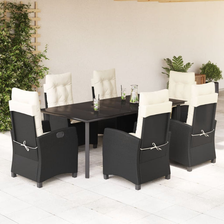 Set Mobilier De Grădină Cu Perne, 7 Piese, Negru, Poliratan