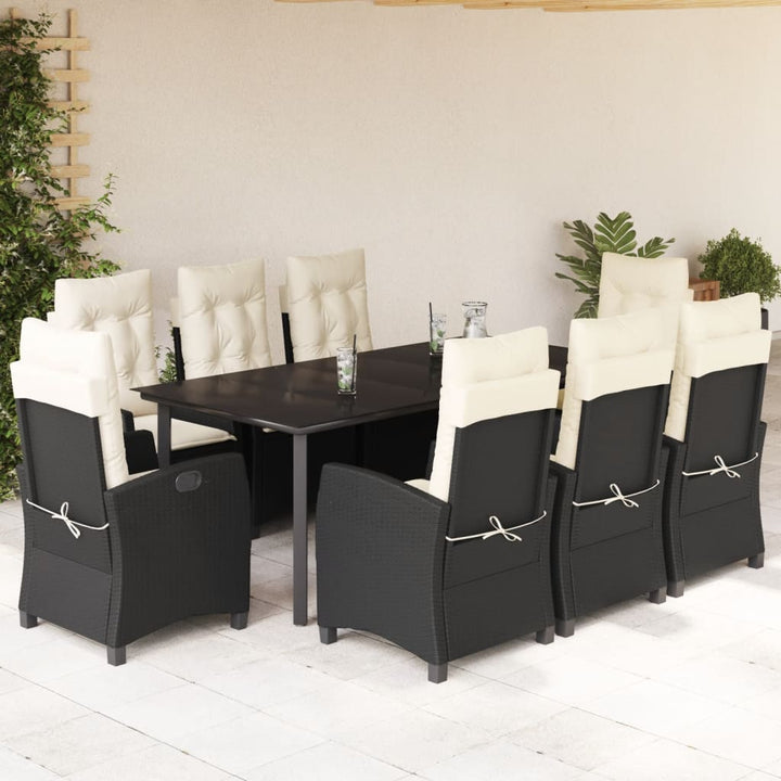 Set Mobilier De Grădină Cu Perne, 7 Piese, Negru, Poliratan