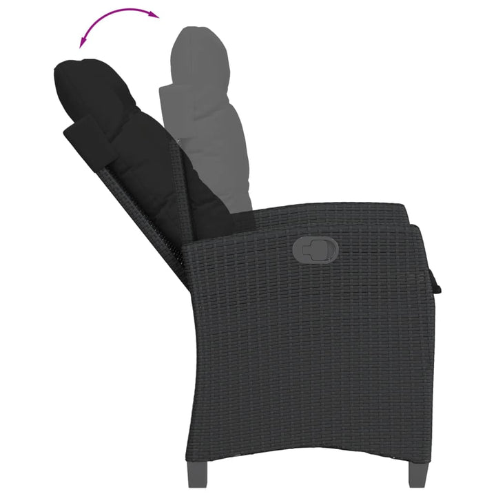 Set Mobilier De Grădină Cu Perne, 3 Piese, Negru, Poliratan