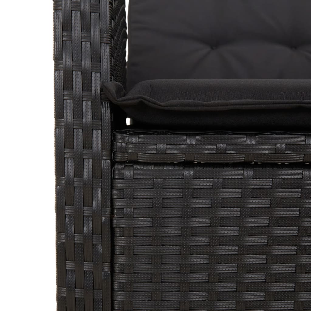 Set Mobilier De Grădină Cu Perne, 3 Piese, Negru, Poliratan