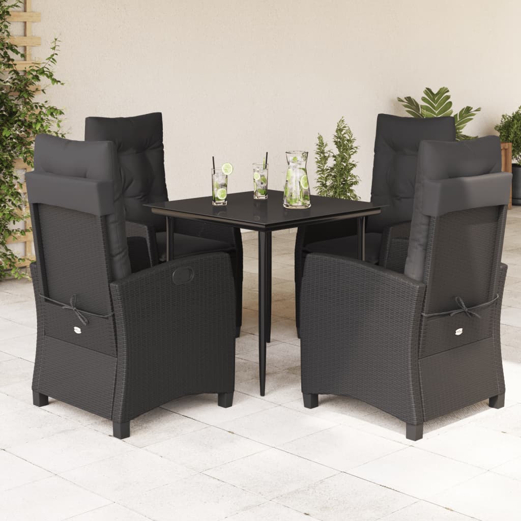 Set Mobilier De Grădină Cu Perne, 3 Piese, Negru, Poliratan
