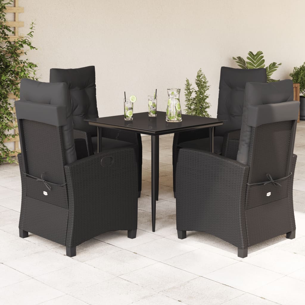 Set Mobilier De Grădină Cu Perne, 3 Piese, Negru, Poliratan