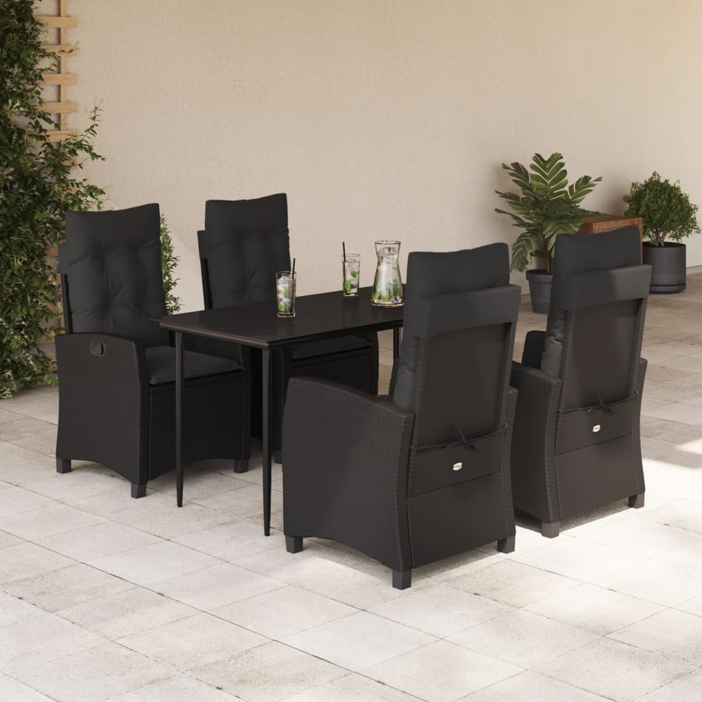 Set Mobilier De Grădină Cu Perne, 3 Piese, Negru, Poliratan