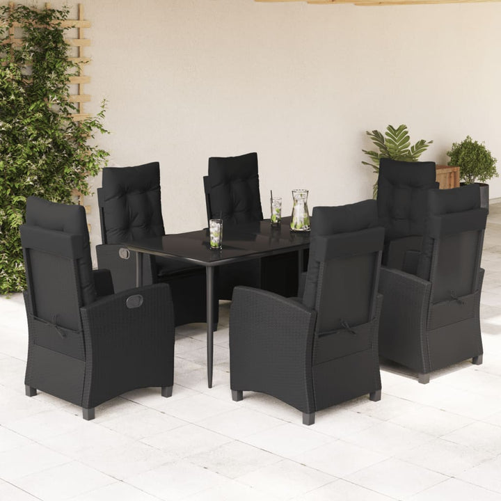 Set Mobilier De Grădină Cu Perne, 3 Piese, Negru, Poliratan