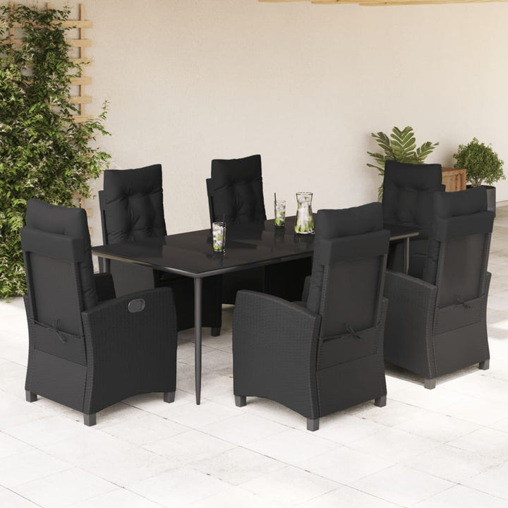 Set Mobilier De Grădină Cu Perne, 3 Piese, Negru, Poliratan