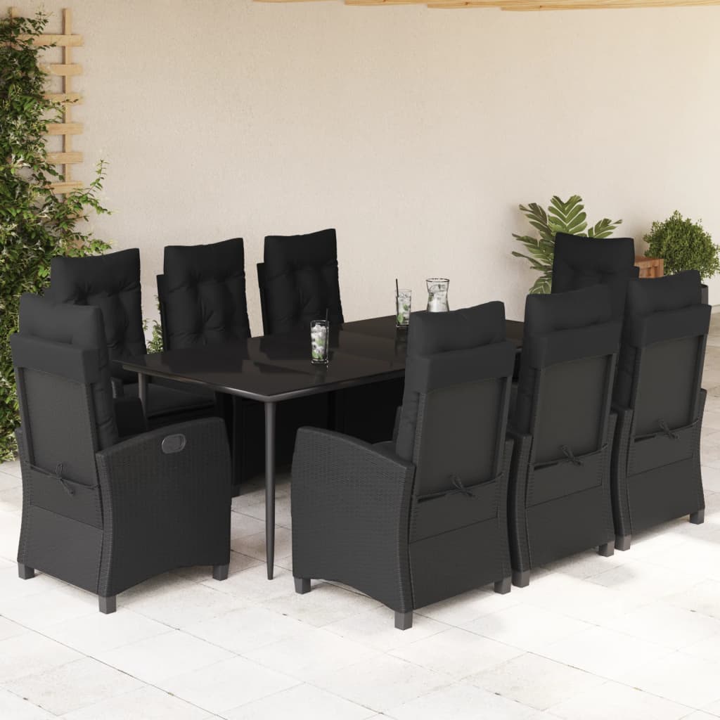 Set Mobilier De Grădină Cu Perne, 3 Piese, Negru, Poliratan