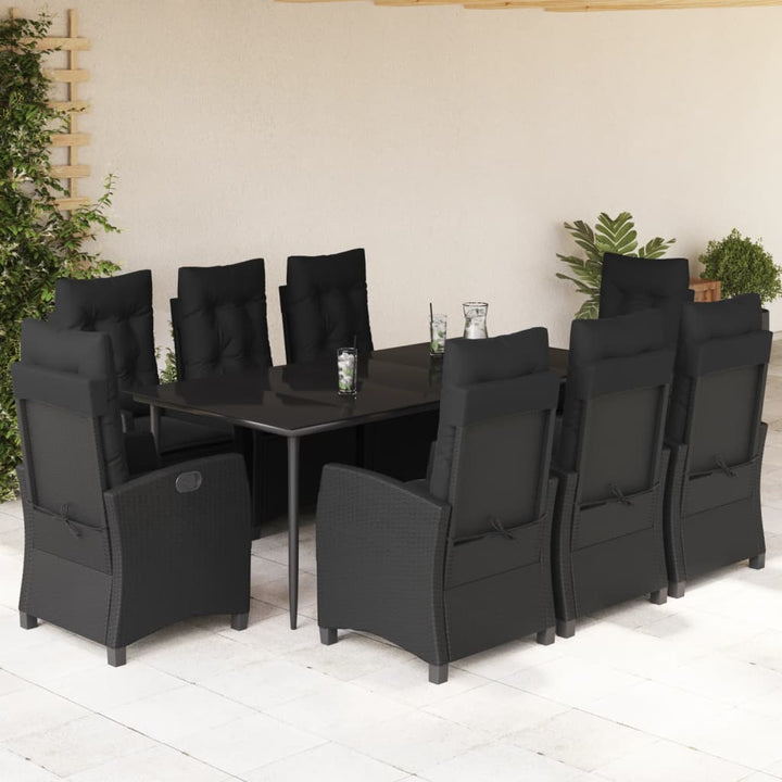 Set Mobilier De Grădină Cu Perne, 3 Piese, Negru, Poliratan