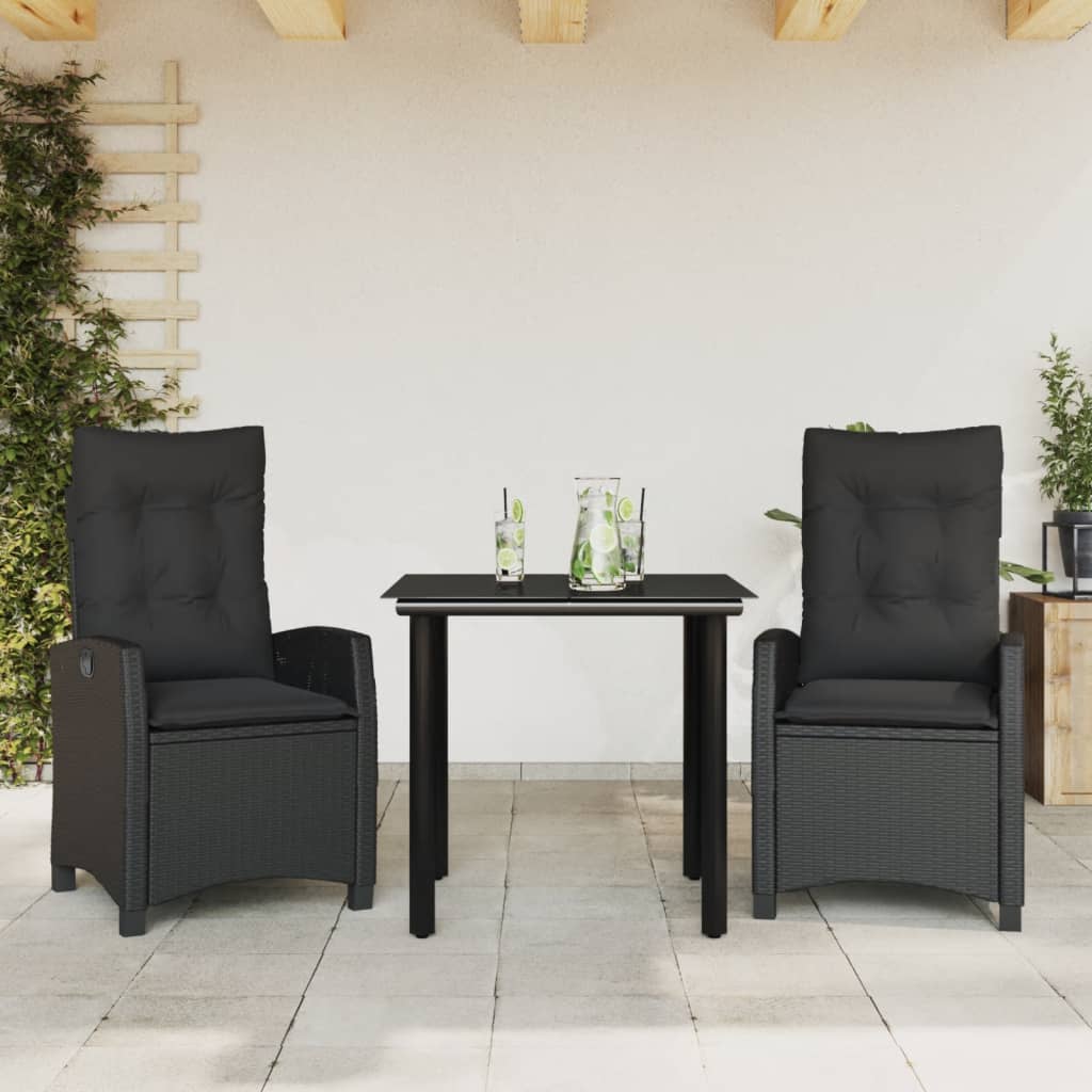 Set Mobilier De Grădină Cu Perne, 5 Piese, Negru, Poliratan