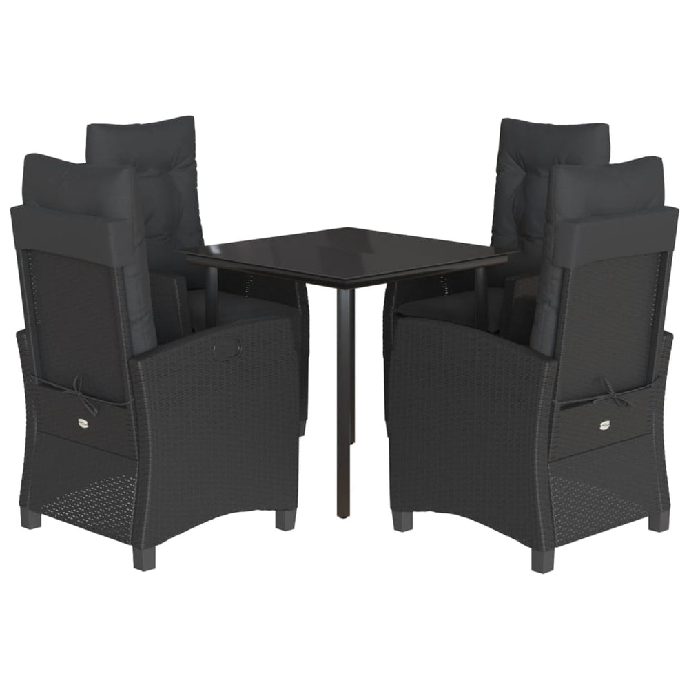 Set Mobilier De Grădină Cu Perne, 5 Piese, Negru, Poliratan
