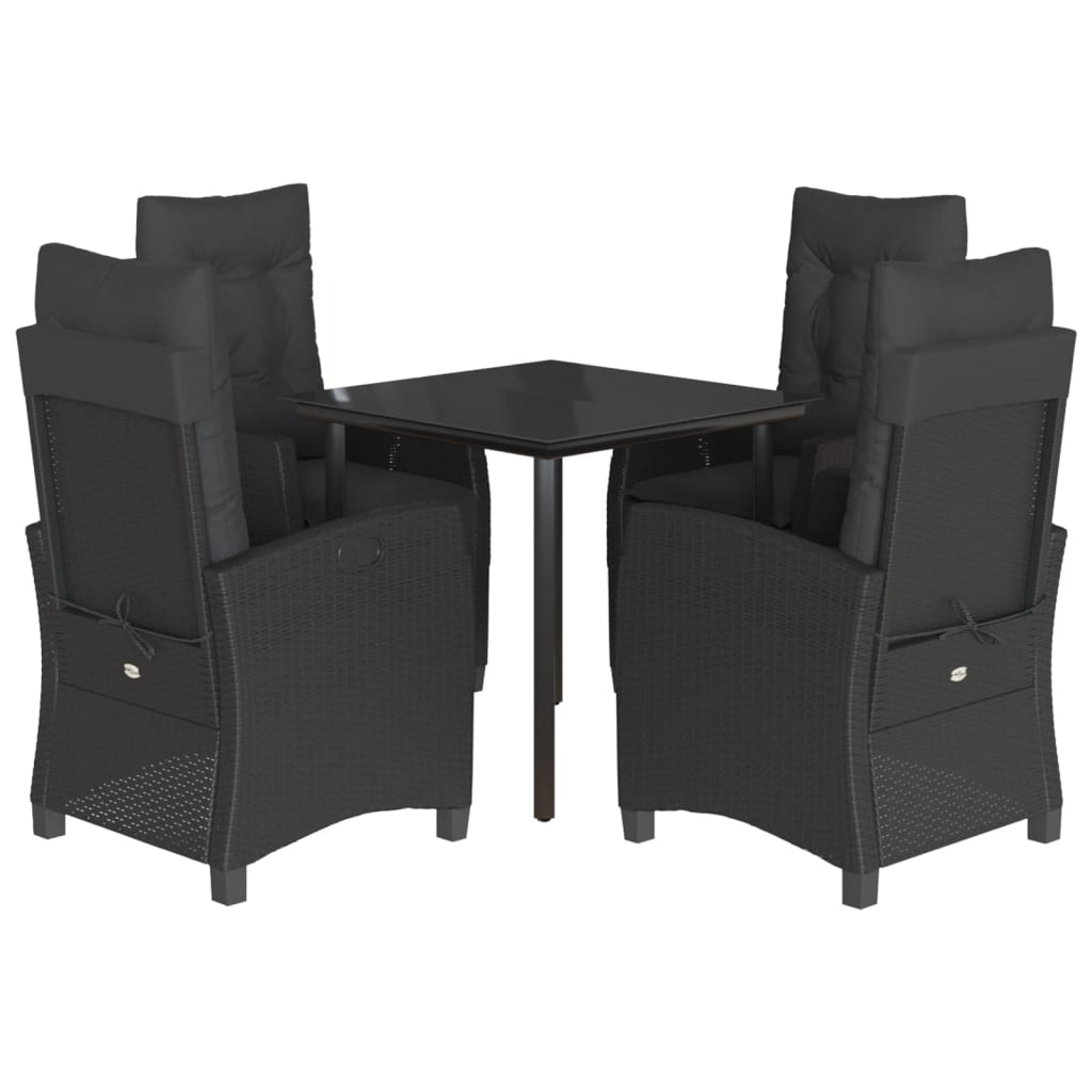 Set Mobilier De Grădină Cu Perne, 5 Piese, Negru, Poliratan