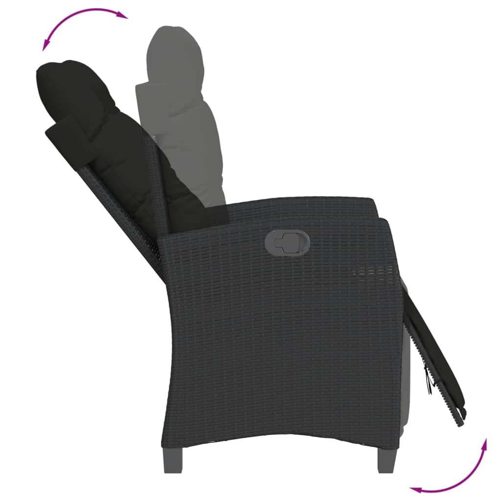 Set Mobilier De Grădină Cu Perne, 5 Piese, Negru, Poliratan