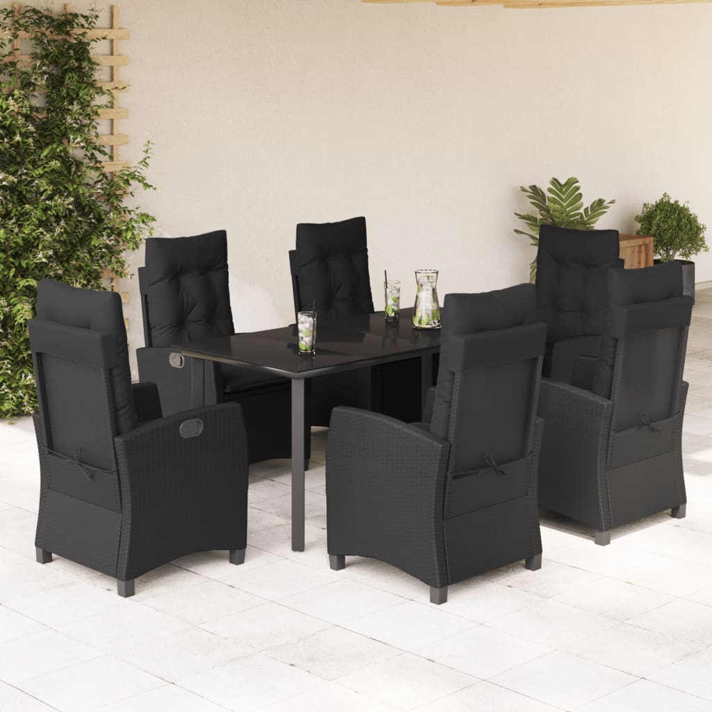 Set Mobilier De Grădină Cu Perne, 5 Piese, Negru, Poliratan