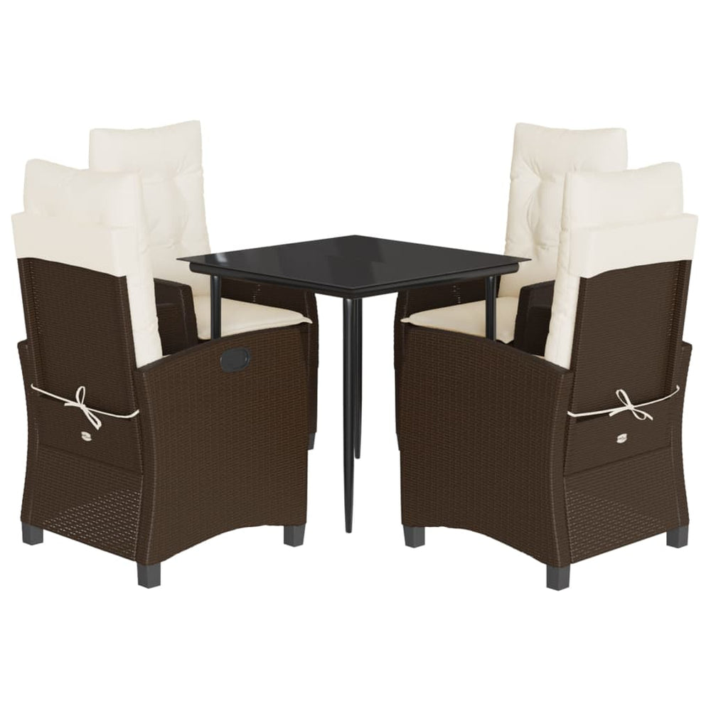 Set Mobilier De Grădină, 5 Piese, Cu Perne, Maro, Poliratan