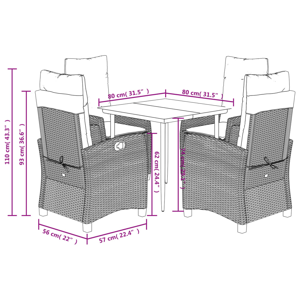 Set Mobilier De Grădină, 5 Piese, Cu Perne, Maro, Poliratan
