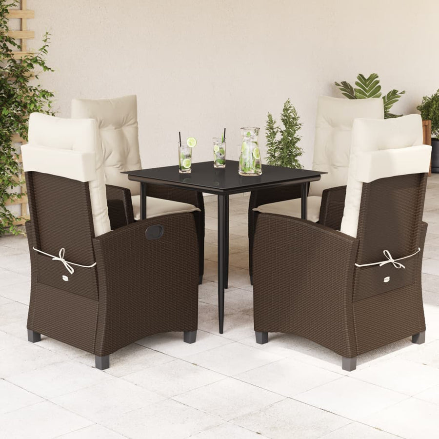 Set Mobilier De Grădină, 5 Piese, Cu Perne, Maro, Poliratan