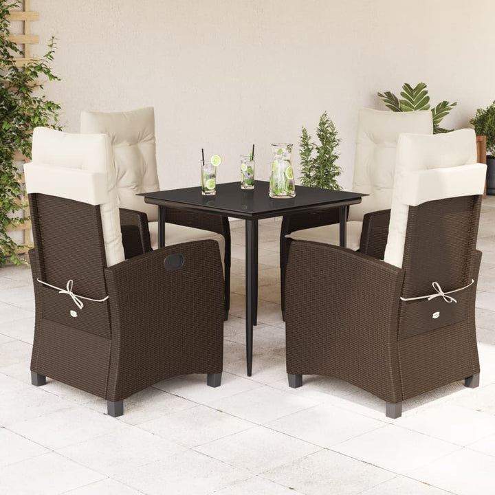 Set Mobilier De Grădină, 5 Piese, Cu Perne, Maro, Poliratan