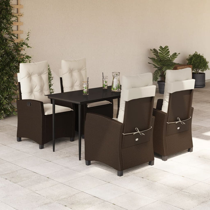 Set Mobilier De Grădină, 5 Piese, Cu Perne, Maro, Poliratan