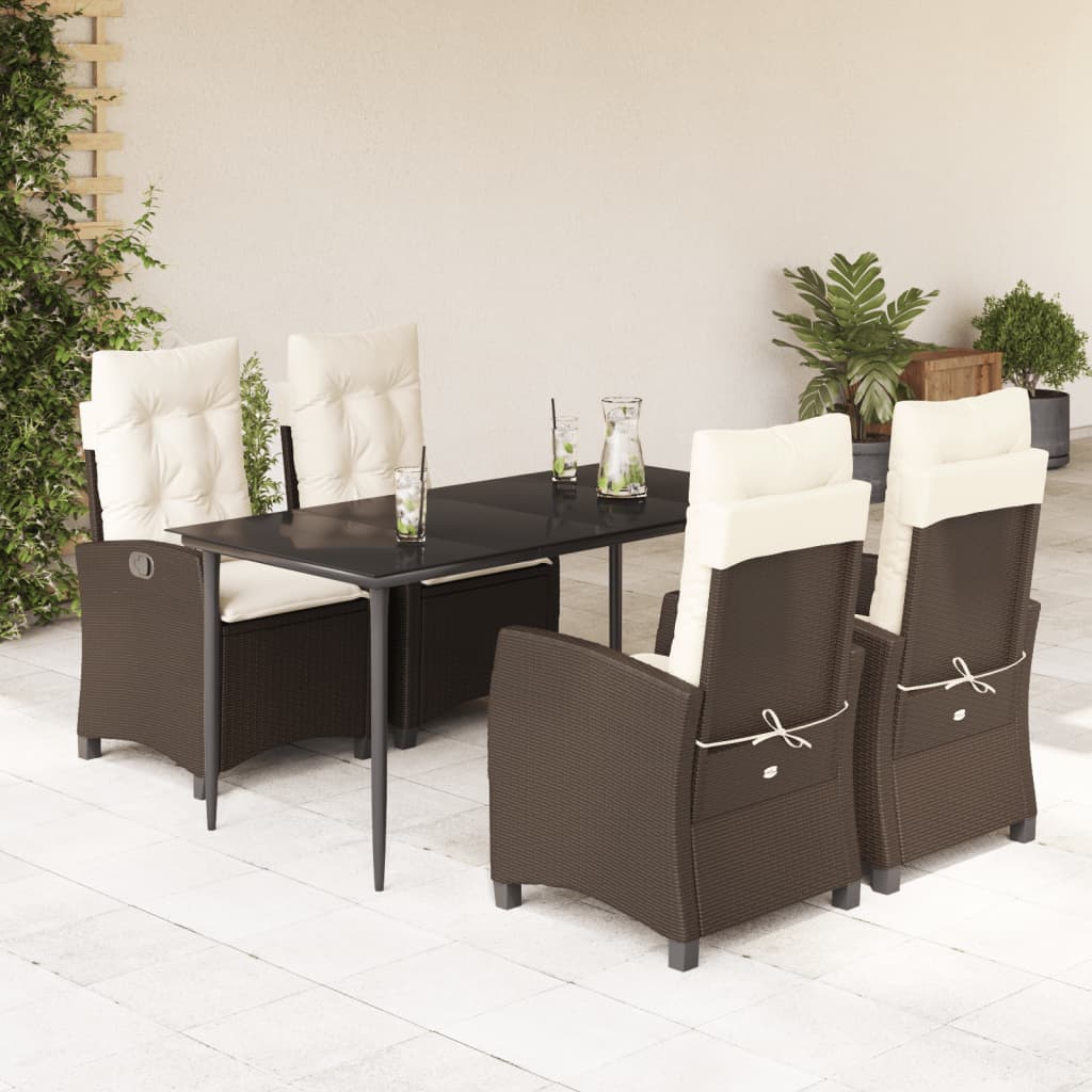 Set Mobilier De Grădină, 5 Piese, Cu Perne, Maro, Poliratan