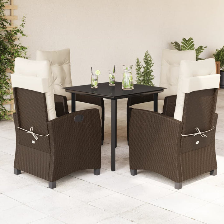 Set Mobilier De Grădină Cu Perne, 7 Piese, Maro, Poliratan