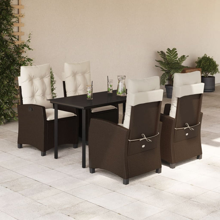 Set Mobilier De Grădină Cu Perne, 7 Piese, Maro, Poliratan
