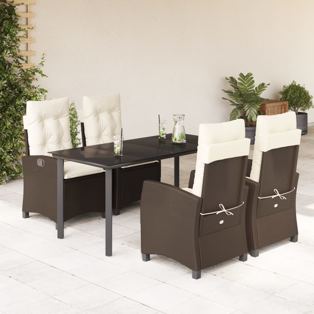 Set Mobilier De Grădină Cu Perne, 7 Piese, Maro, Poliratan